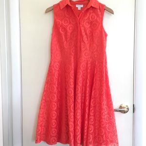 Bright Orange Lace Detail Dress